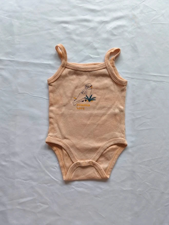 Body débardeur Kiabi 3 mois pêche Summer Love perroquet